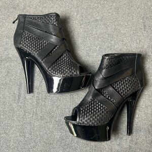 Ellie 6 inch Heels Peep Toe Black Zipper Closure Stiletto Womens Size 9